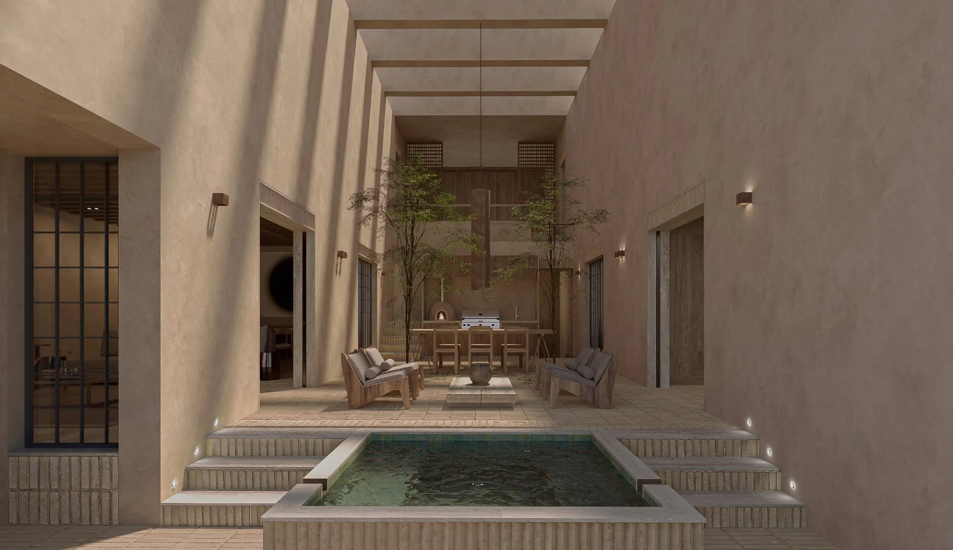 Atrio interior con jacuzzi — Casa Lagos, Lagos del Campanario, El Campanario Querétaro